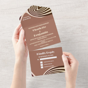 Invitación Todo En Uno Modern Retro 70 Boda