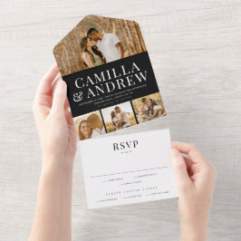 Invitación Todo En Uno Moderna Boda Elegante 4 Fotos