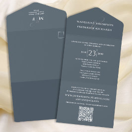 Invitación Todo En Uno Moderna boda gris RSVP Elegante
