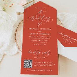 Invitación Todo En Uno Moderna caligrafía elegante Boda Verona Sunset