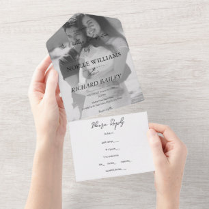 Invitación Todo En Uno Moderna Elegante Boda de Foto Personalizada