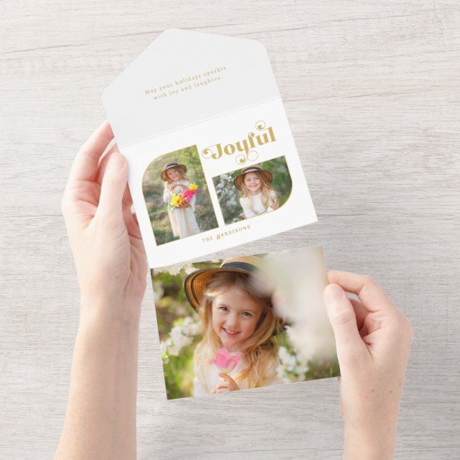 Invitación Todo En Uno Moderna tipografía alegre semiarco 2-foto (desgarro)