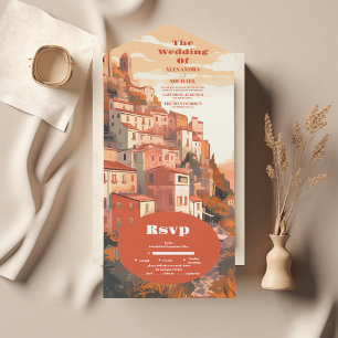 Invitación Todo En Uno Moderna y elegante Boda de destino en Italia