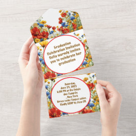 Invitación Todo En Uno Moderna y elegante fiesta de graduación