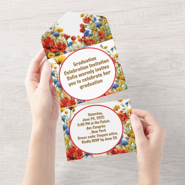 Invitación Todo En Uno Moderna y elegante fiesta de graduación (desgarro)