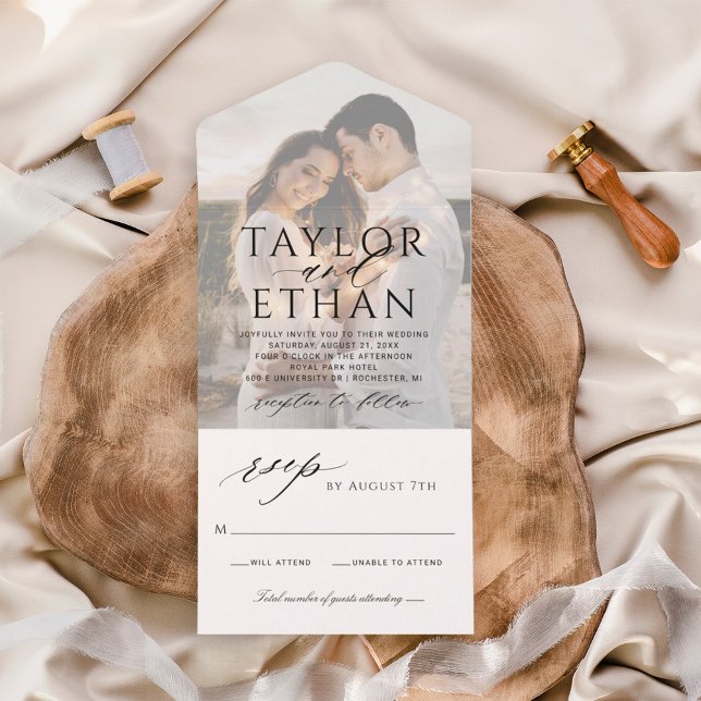 Invitación Todo En Uno Moderna y elegante foto de Boda negro (Subido por el creador)