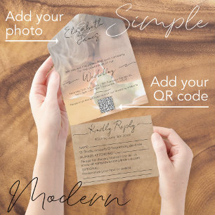 Invitación Todo En Uno Moderna y elegante tipografía Boda de fotografía r