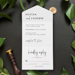 Invitación Todo En Uno Moderna y Minimalista | BODA<br><div class="desc">Estas elegantes invitaciones todo en uno boda en blanco y negro son sencillas y minimalistas,  aunque muy elegantes,  gracias a la escritura manuscrita moderna y al diseño depurado. Se incluye una tarjeta rsvp desmontable.</div>