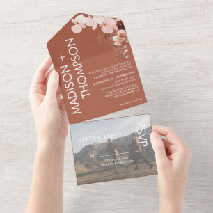 Invitación Todo En Uno Moderna y moderna Boda de fotografía del desierto 