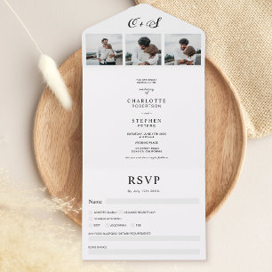 Invitación Todo En Uno Modernas iniciales minimalistas casuales boda de f
