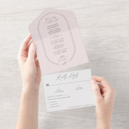 Invitación Todo En Uno Moderno Boda De Color Rosa Suave Y Aire Claro En U