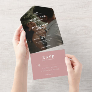 Invitación Todo En Uno Moderno Boda de fotografía de clase Minimalista Du