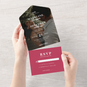 Invitación Todo En Uno Moderno Boda de fotografía de clase Minimalista Ma