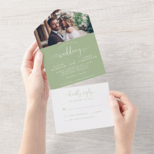 Invitación Todo En Uno Moderno Boda de fotografías elegantes de guion ver