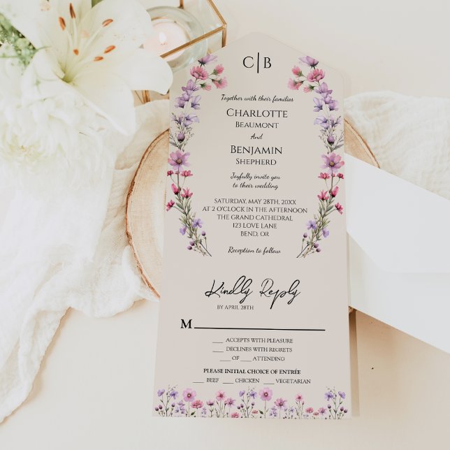 Invitación Todo En Uno Moderno Boda de RSVP Beige Entree Choice (Subido por el creador)