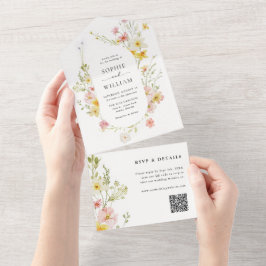 Invitación Todo En Uno Moderno Boda de verano elegante de primavera de fl