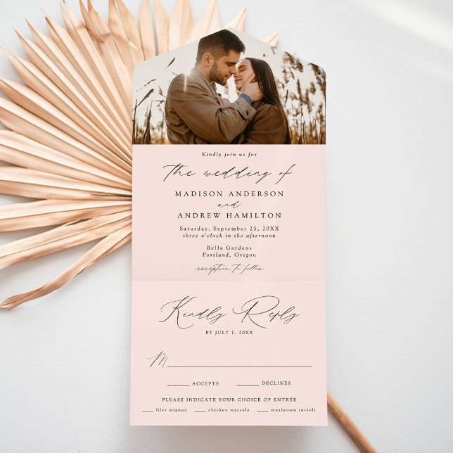 Invitación Todo En Uno Moderno Boda elegante de fotos de Rubor (Subido por el creador)