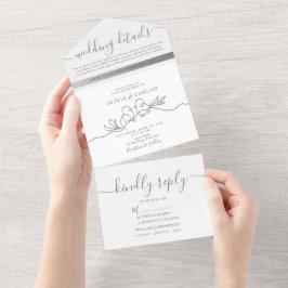 Invitación Todo En Uno Moderno Boda Minimalista De Guión Todo En Un Invit