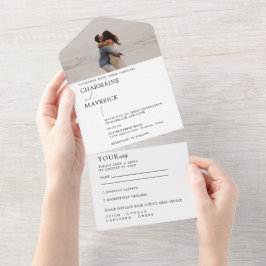 Invitación Todo En Uno Moderno Boda Minimalista de guiones soñados
