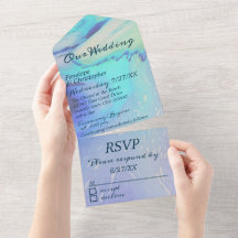 Moderno Ocean Water Blue Abstract Beach Wedding