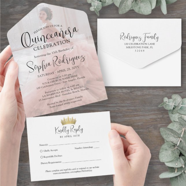 Invitación Todo En Uno Moderno resumen fotográfico de quinceañera 15 años (Subido por el creador)