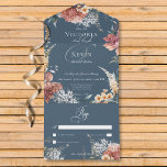 Invitación Todo En Uno Moderno Romántico Blue Garden Floral Sin Cena<br><div class="desc">DISPONIBLE CON CÓDIGO QR O CON O SIN OPCIONES DE CENA. Elegancia y sencillez, con un toque romántico, hacen única esta invitación a la boda. Un suave fondo azul oscuro y polvoriento crea el escenario de esta invitación, rodeada por un bonito jardín floral de rosa polvoriento, crema, amarillo pálido y...</div>