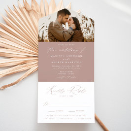 Invitación Todo En Uno Moderno Rosa elegante  Boda de fotografía