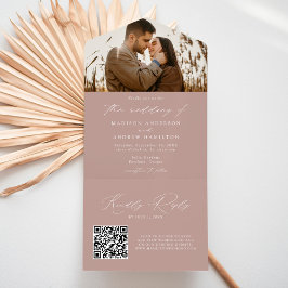 Invitación Todo En Uno Moderno Rosa elegante  Boda de fotografía