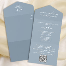 Invitación Todo En Uno Moderno, simple y Minimalista, azul turbio | RSVP 
