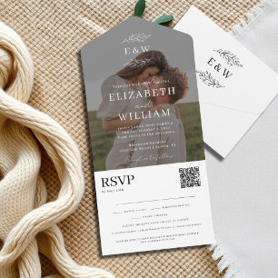 Invitación Todo En Uno Moderno y elegante código QR Boda de fotografía RS