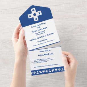 Invitación Todo En Uno Modo multijugador en azul