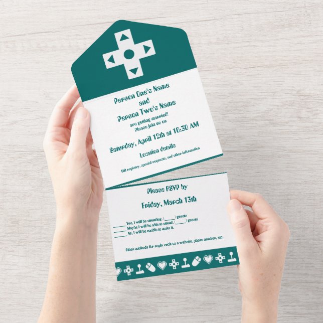 Invitación Todo En Uno Modo multijugador en azul verdoso (desgarro)