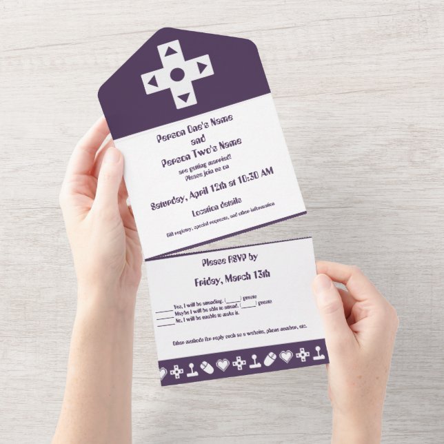 Invitación Todo En Uno Modo multijugador en morado (desgarro)