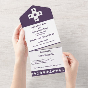 Invitación Todo En Uno Modo multijugador en morado