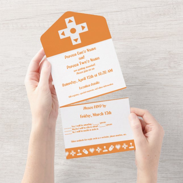 Invitación Todo En Uno Modo multijugador en Naranja (desgarro)