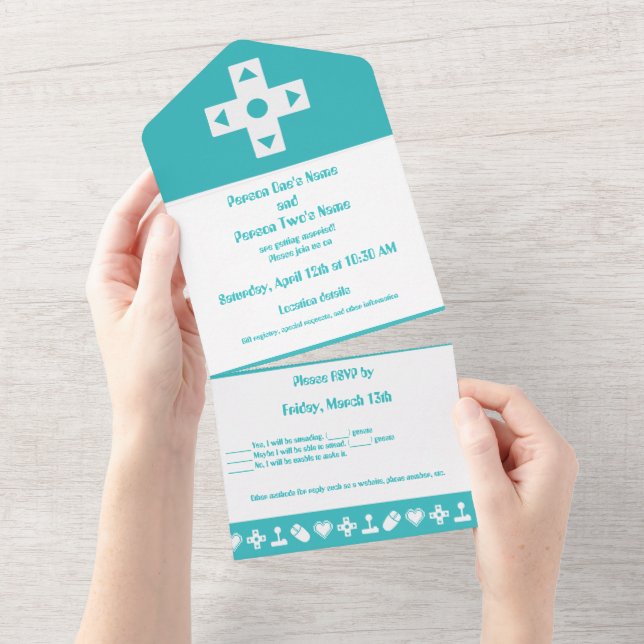 Invitación Todo En Uno Modo Multijugador en Turquesa (desgarro)