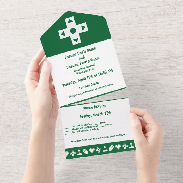 Invitación Todo En Uno Modo multijugador en verde (desgarro)