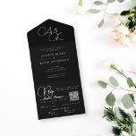 Invitación Todo En Uno Monograma blanco y negro Código QR Minimalista RSV<br><div class="desc">Monograma blanco y negro Código QR Minimalista RSVP todo en una sola invitación</div>