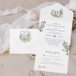 Invitación Todo En Uno Monograma | Bodas Botánicas de Herraduras de Trébo