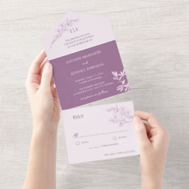 Invitación Todo En Uno Monograma de flor inmadura