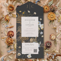 Monograma de flores silvestres rusas Código QR neg