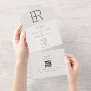 Invitación Todo En Uno Monograma entrelazado minimal moderno