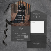 Moody Gothic Black Elegant Photo QR Code