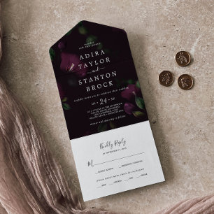 Invitación Todo En Uno Moody Purple Blogs   Boda de patrón negro