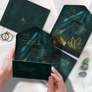 Invitación Todo En Uno Moonlight Romance Boda Emerald Green ID881
