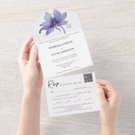 Invitación Todo En Uno Morple Iris deja Boda