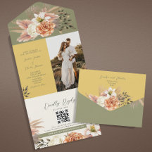 Mostaza Verde Salvia Foto QR Boda