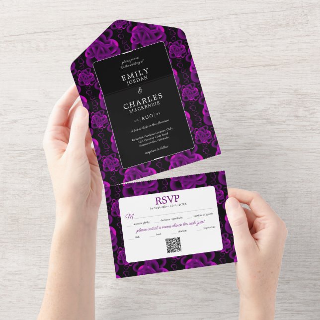 Invitación Todo En Uno Muchos corazones en una sola boda invitan (desgarro)