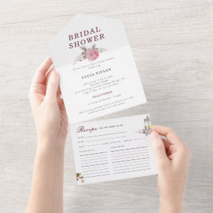 Invitación Todo En Uno Muestra de Rosas florales rusos e invierno farol