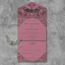 Invitación Todo En Uno Murciélago victoriano hasta la muerte Vino negro s